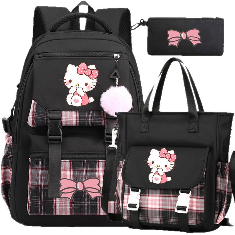 Set Zaino Scolastico Hello Kitty In Materiale Di Nylon Per La Scuola E L'Uso Degli Adolescenti