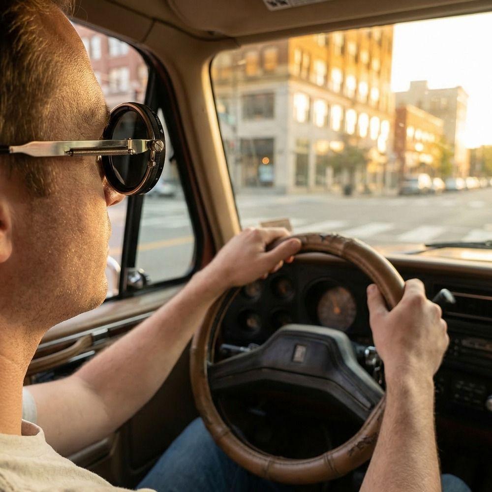 Manual Rotating Fishing Sunglasses Round Frame ND Filter Sunglasses Driving