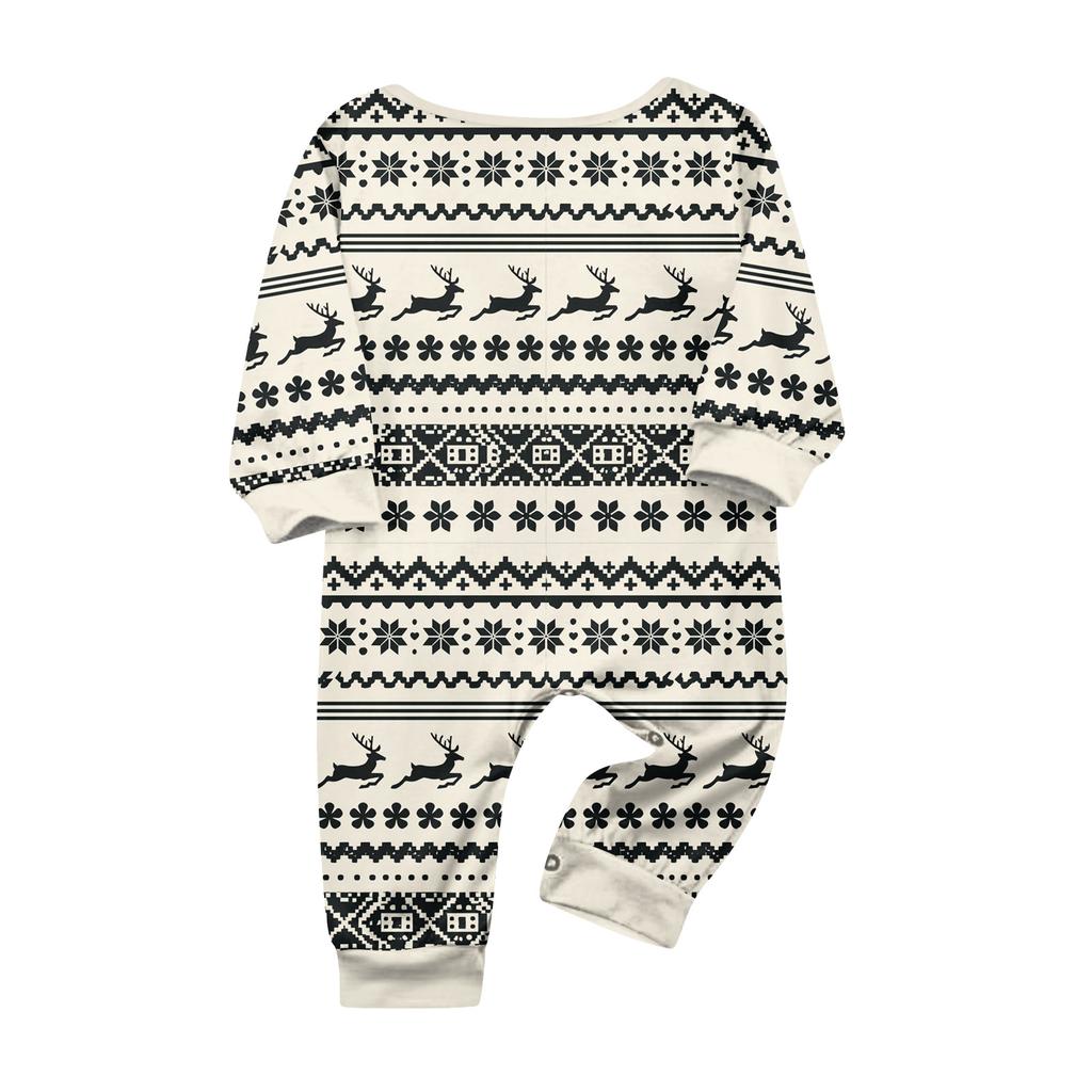 Family Matching Parent-Child Christmas Print Crewneck Long Sleeve Pants Set for Holiday