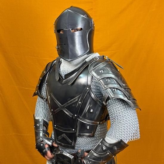 Steel Armor Set Full-Body Knight Cuirass, Pauldrons, Bracers Greaves for LARP, Cosplay Collectors