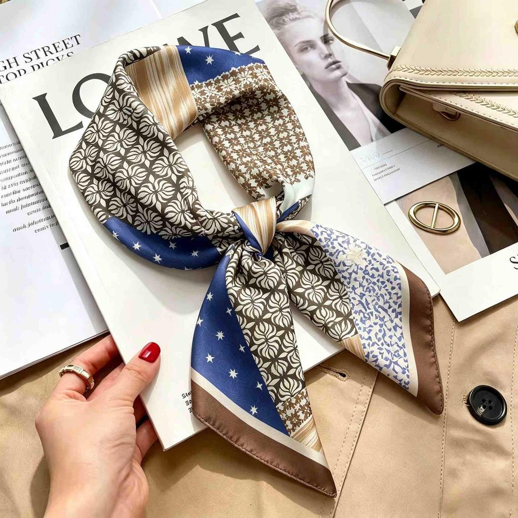 Versatile Faux Silk Small Square Scarf - Elegant Neck Accessory for Spring and Summer