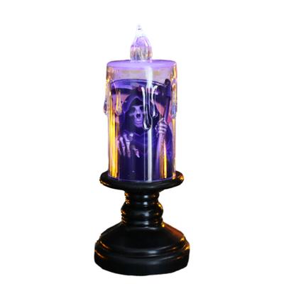 Halloween Candle Light Spooky Skulls Pumpkins Ghosts Pattern Battery Operated LED Candle Lamp for Home Party