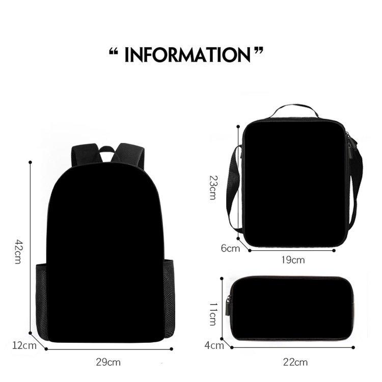 Back to School Students Cartoon Backpack Tote Bag Pencil Case 3 Piece Set Large Capacity Anti-Shoulder School Bag for Kids Teens