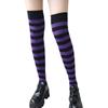 Women'S 50D Nylon Wide Striped Opaque Knee Sock Adult Halloween Horizontal Colorful Stripes Knee High Sock For Cosplay Dailywear