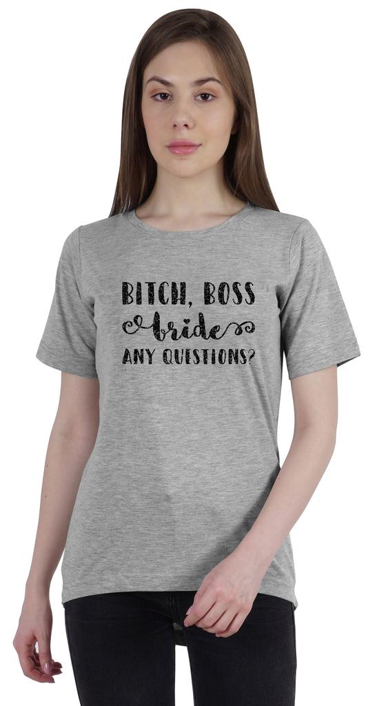 Inkdotpot Bitch,Boss Bride Any Question  Shirt Bride Bachelorette Party Shirts Bridal T-Shirt Wedding