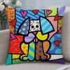 Artist Britto ES Happy Art Cushion Cover Cushion Covers Natural Linen Breathable Sofa Bedroom Decor Pillowcase