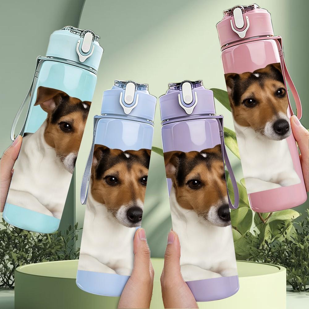 1PC Jack Russell Dog Portrait 750ml Color Plastic Sports Water Bottle Leakproof Flip Straw Lid Suitable for Sports Office Home Use