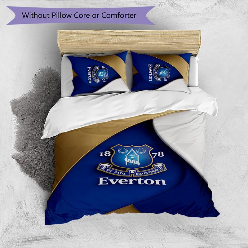 Set Lenzuola Everton Football Stampato 3 Pezzi, Comodo Set Copripiumino per Camera da Letto Amico della Pelle