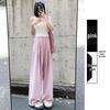Women's Summer 2024 Ice Silk Wide-Leg Pants - White Textured Casual Petite Style