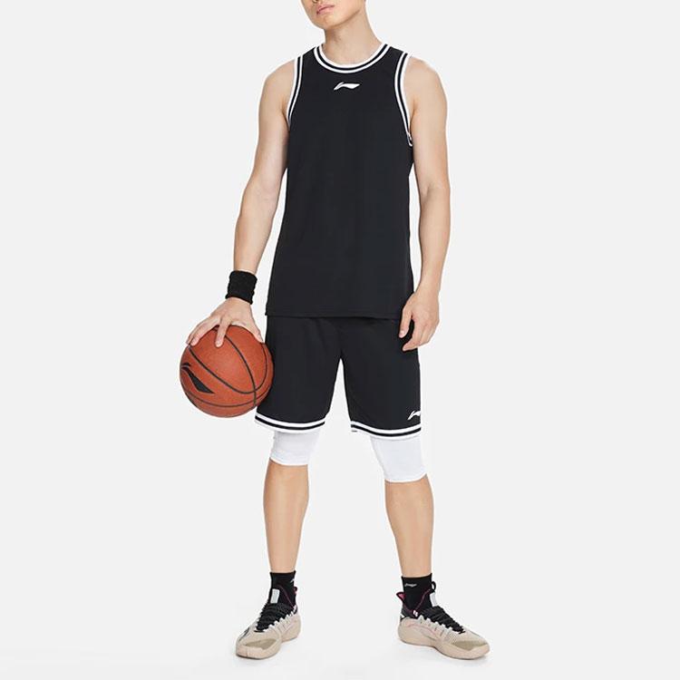 Li Ning Sports Basketball Series Competition Training Basketball Suit Set Men sportswear Black AATS003-6