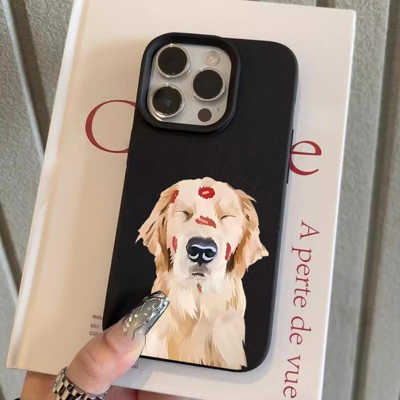 Cute Golden Retriever Red Mark Pattern Design Protective Cover for iPhone 17 16 15 14 13 12 11 16E Series Pro Max Plus