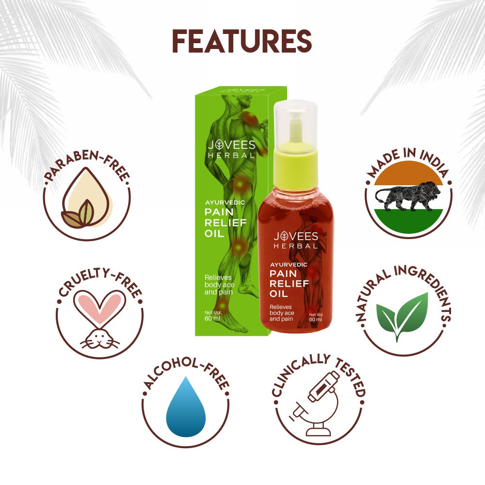Jovees Herbal Pain Relief Oil 60 Ml For Joint Pain Muscle Back Knee Shoulder Relief Ayurvedic Formula