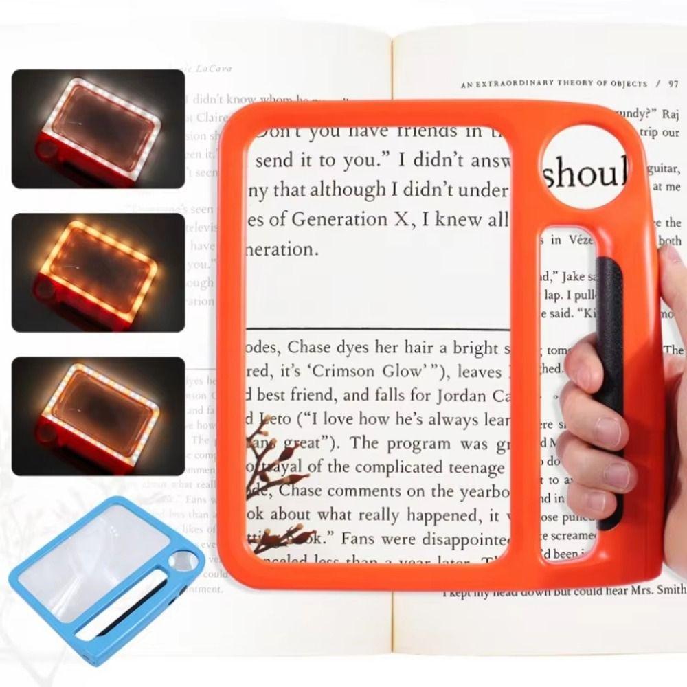 With 3 Light Mode Illumination Handheld Magnifier 5X 10X Reading Magnifier Books Inspection