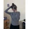 Women's White Cashmere Slim-Fit Long-Sleeve T-Shirt with Stand-Up Collar - Autumn/Winter Velvet-Brushed Solid Color Top