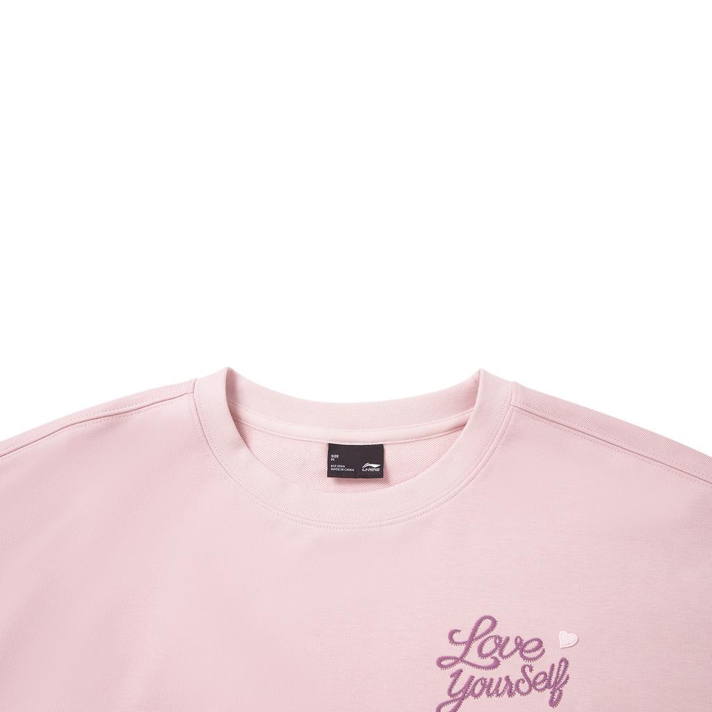 Li Ning Sports Lifestyle Series Round Neck Logo Letter Embroidered Sweatshirt Women Sweatshirt AWDW640-5