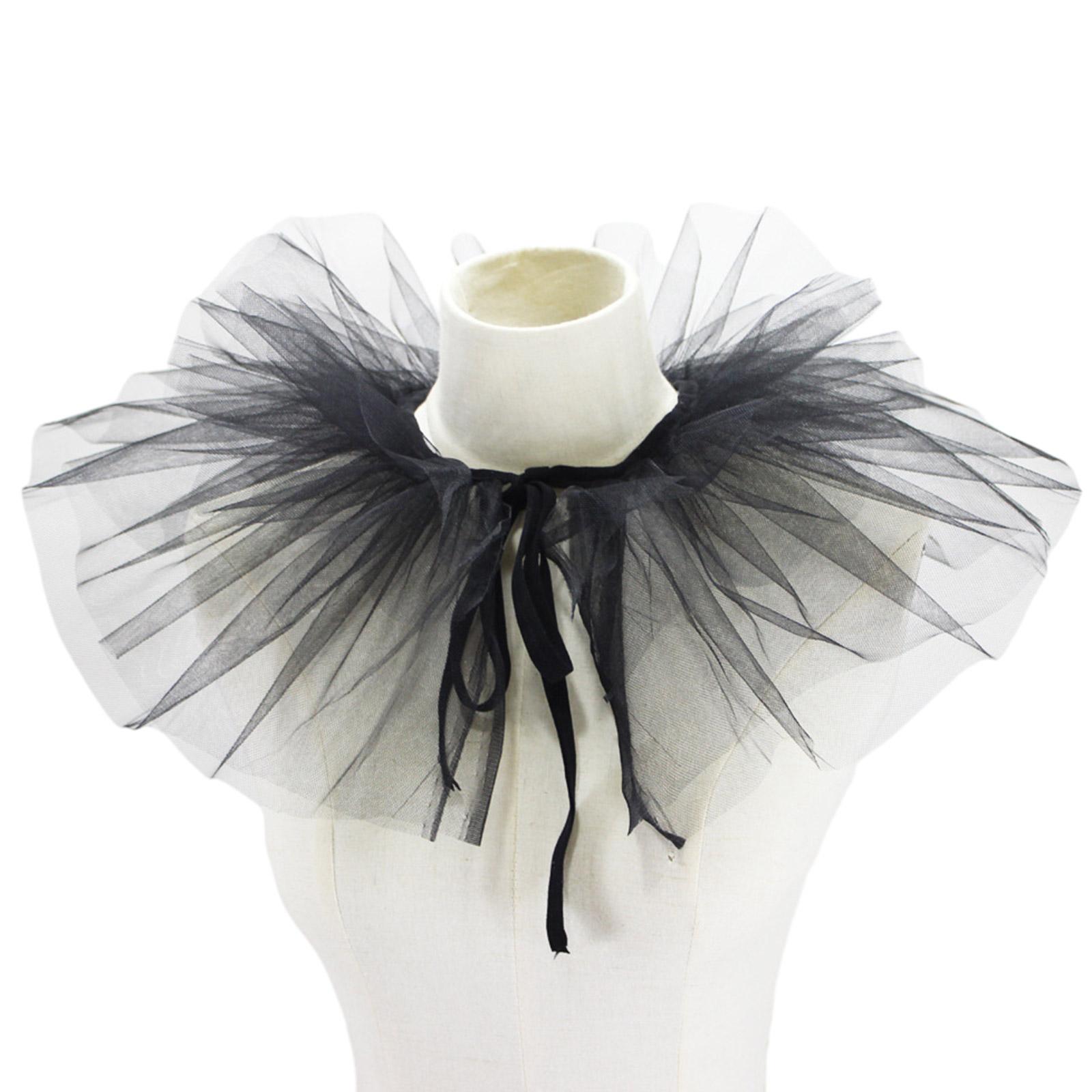 

Victorian Vintage Mesh Neck Ruff Ruffle Collar Layered Clown Neck Collar Tie Cosplay Accessories for Women чёрный