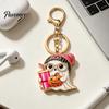 Halloween Bag Charm Cartoon Ghost Keychain for Backpack, Holding Milk Festive Party Favor Tea Pumpkin Keyring, Handbags Backpack Accessories