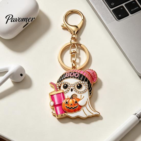 Halloween Bag Charm Cartoon Ghost Keychain for Backpack, Holding Milk Festive Party Favor Tea Pumpkin Keyring, Handbags Backpack Accessories