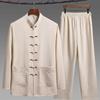 Men's Tang Suit Ice Silk Set - Long-Sleeve Chinese Tai Chi Hanfu for Spring/Summer