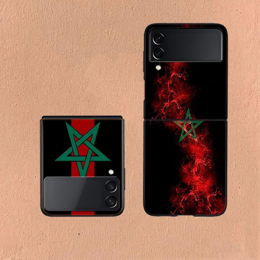 Morocco Flag Soccer Coque For Samsung Z Flip7 6 Galaxy Case Shockproof Z Flip5 Z Flip3 4 5G Hard Cover Phone TPU PC Hard Funda