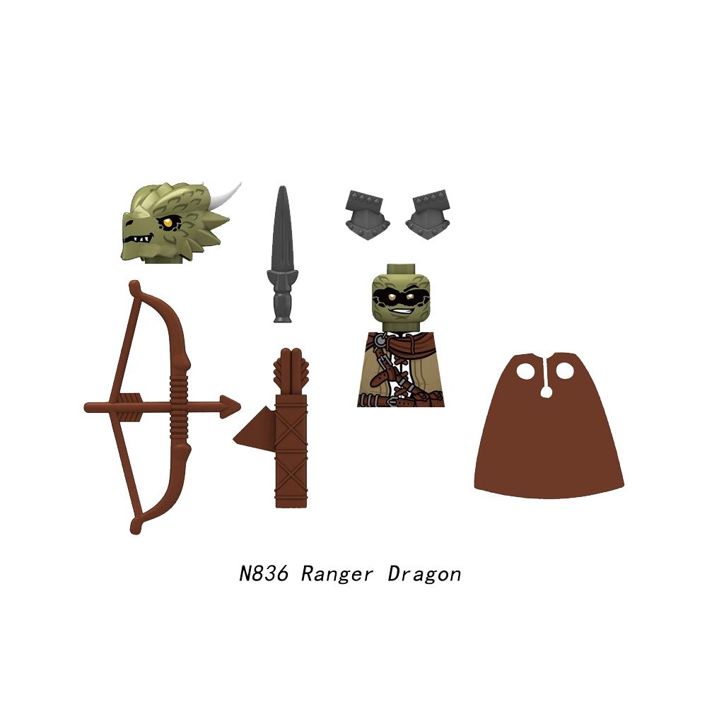 Medieval Castle Soldier Action Figures Building Block Dragon Anime Knight Accessory Warhorse Militia Helmet Shield Toy Gift S015