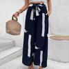 Women's Fashion Casual Colour Block Print High Waist Trousers Pants & Capris