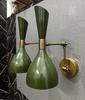 Mid Century Modern Brass Wall Sconce: Italian Diabolo Olivine Bedside Lamp