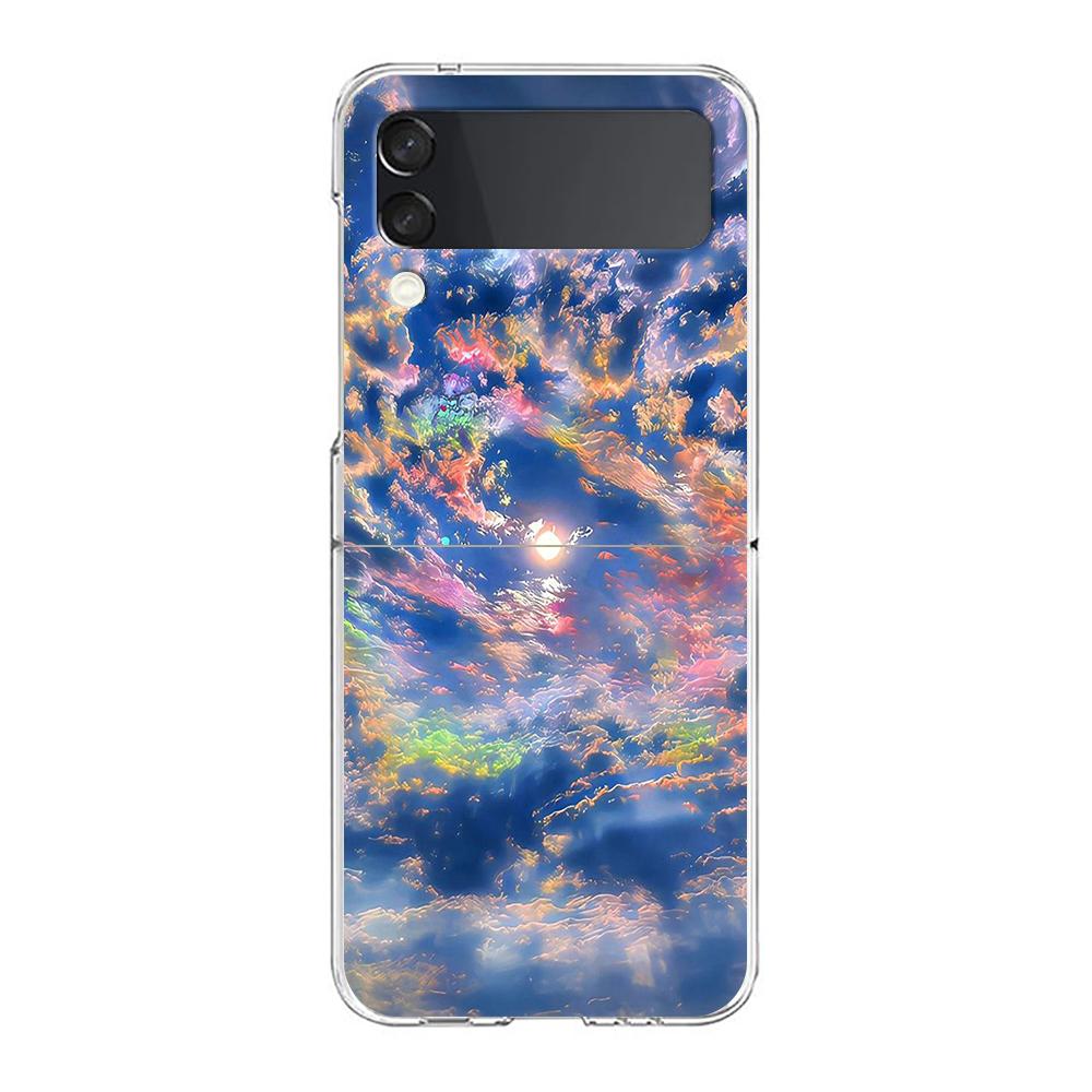

Earth Stars Space Phone Case For Samsung Galaxy Z Flip 3 4 5 Hard Folding Clear PC Bumper For Samsung Z Flip 6 Back Cover Samsung Z Flip 4