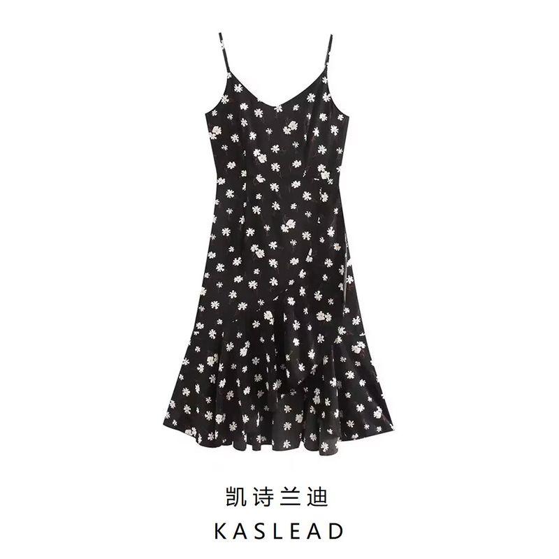 Kaslead New Arrival Women's Clothing Fashion Style Fashion Minimalist Ruffled Spaghetti Straps Dress