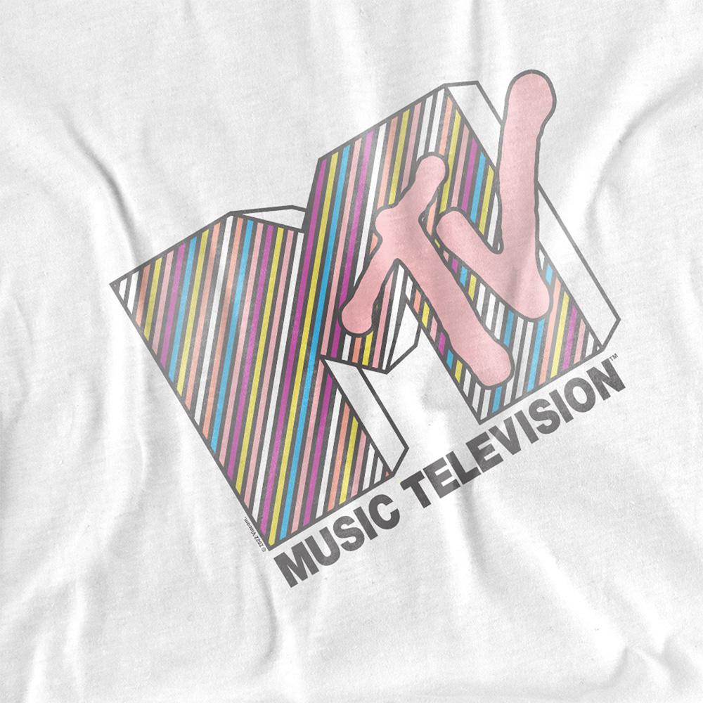 MTV Unisex Adult Striped Logo T-Shirt