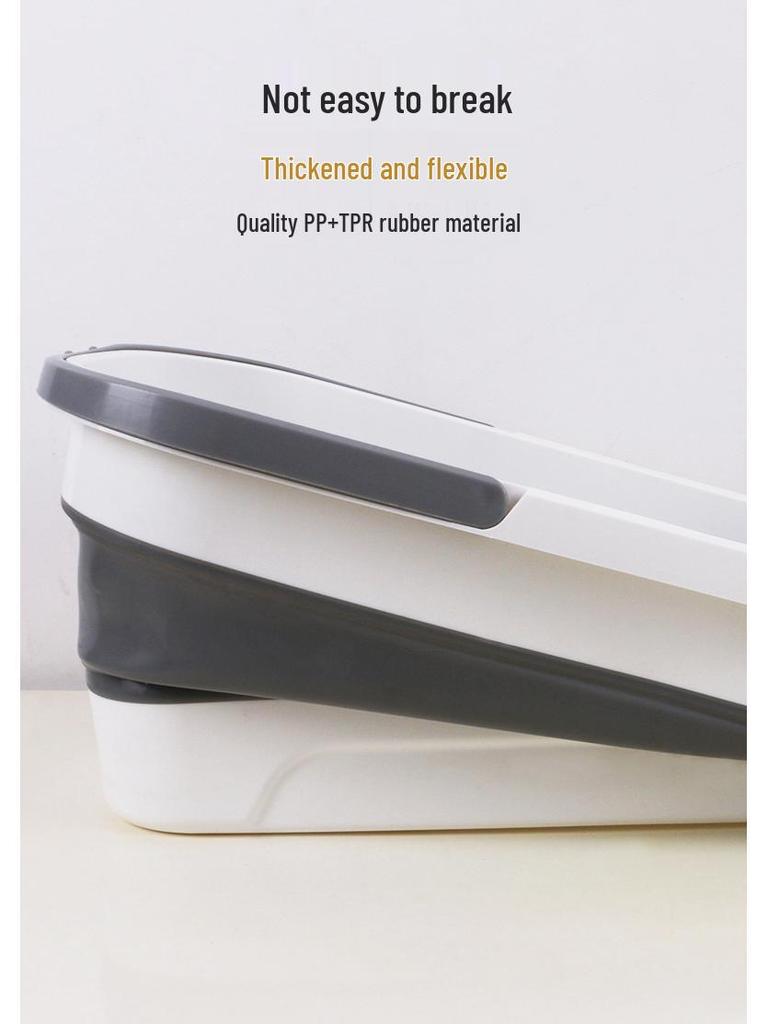 Foldable Rectangular Mop Bucket with Wheels and Handle - Portable Silicone Mopping Bucket