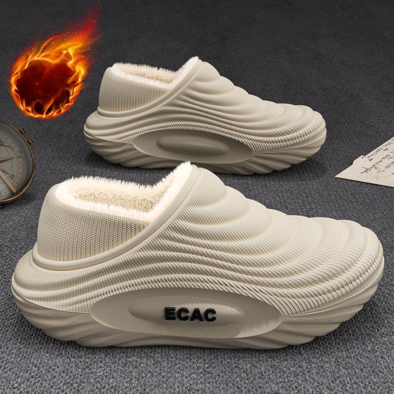 EVA Waterproof Cotton Slippers, Warm and Thick Fleece-lined Women's Shoes for Winter, Thick and Waterproof Cotton Shoes for Men
