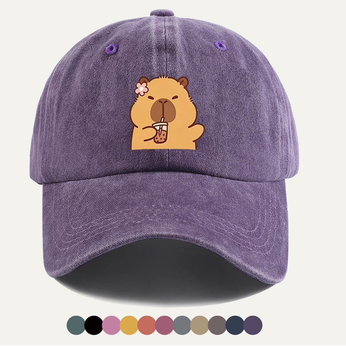 pc Cartoon Capybara Drinking Milk Tea Printed Baseball Cap Cute And Lovely Duckbill Hat Fashionable Casual AllMatch Unisex 1pc