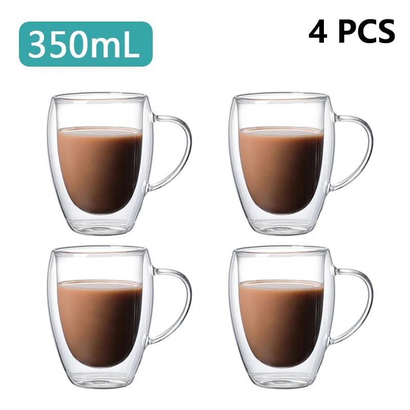 Transparent Glass Coffee Cup Milk Whiskey Tea Beer Double Creative Heat Resistant Cocktail Vodka Wine Mug Tumbler Drinkware Gift