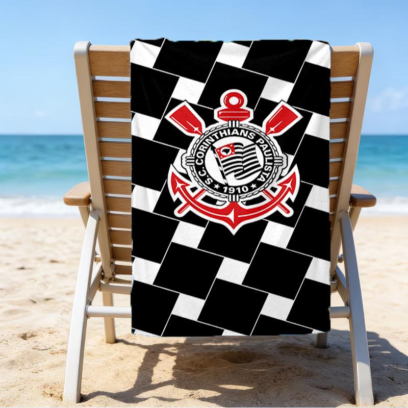 Sport Club Football Crest Printed Beach Towel, Super Soft Microfiber, Perfect Gift Birthday, for Pool, Beach, Travel, for family and friends