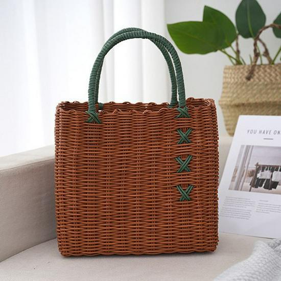 Wicker Handheld Lightweight Basket: Versatile Vegetable Shopping, Fashion Tote, Picnic & Bathroom Shower Use