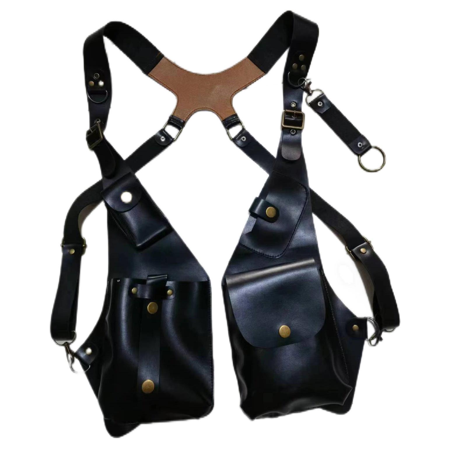 

Европейские и американские ретро кожаные ремни подмышечная сумка мужская уличная сумка для мобильного телефона реквизит для косплея на Хэллоуин чёрный