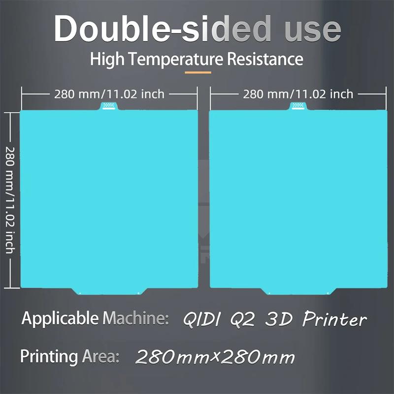 Glacier Cold Build Plate For QIDI Q2 Q2 Combo 280*280mm Heat Bed High Viscosity Two Sided Printing 3D Printer Parts