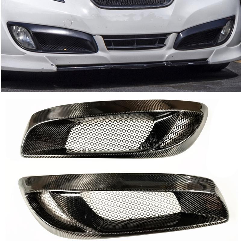 Front Fog Light Lamp Cover Trim Grill For Hyundai Genesis Coupe 2008-2012 Carbon Fiber Side Bumper Air Vent Intake Frame Grille Carbon Fiber