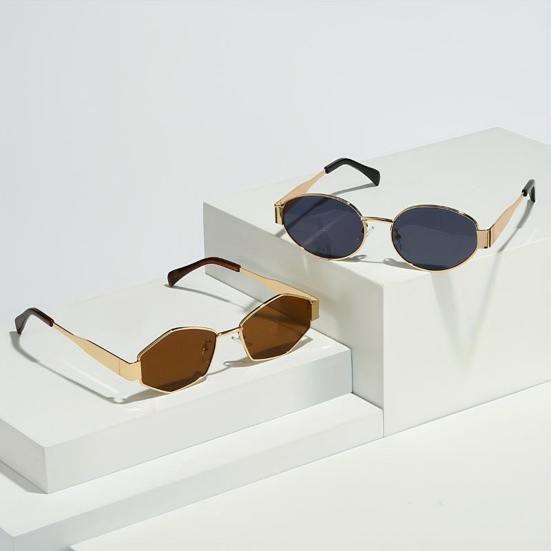 

2 шт. очков, подходящих как для мужчин, так и для женщин, с ретро-металлическими оправами, идеально подходят для вечеринок и являются идеальными подарками.