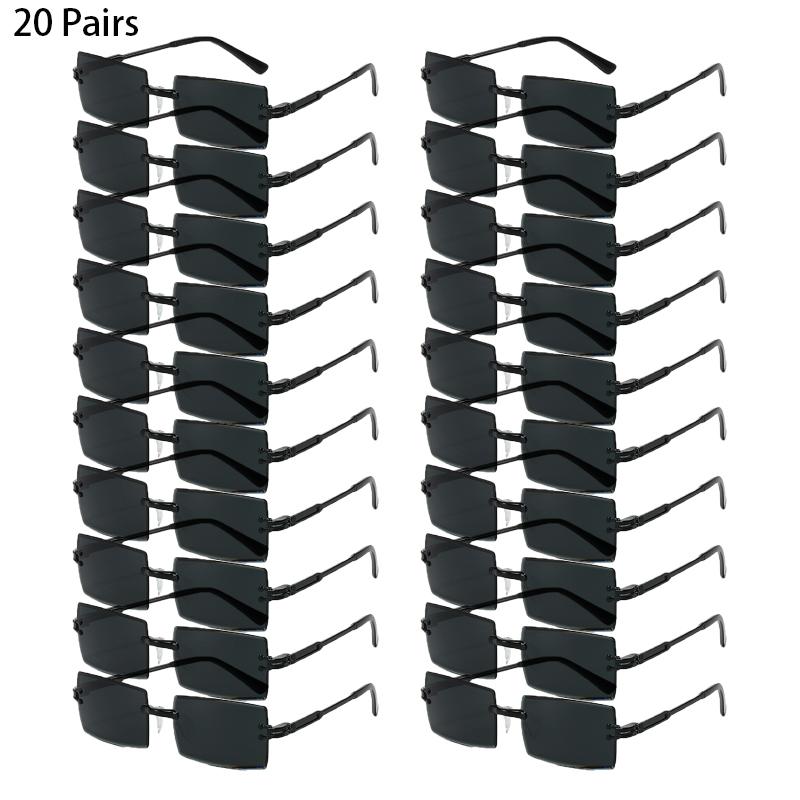 16/20 Pairs Rectangle Sunglasses Men Fashion Rimless Gradient Multicolor Beach Holiday Shades Women New Trendy Rave Sun Glasses