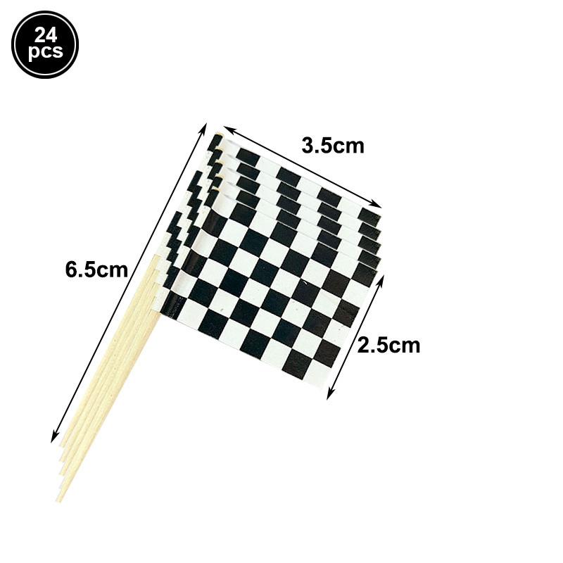 24Pcs Checkered Racing Flag Toothpicks Cupcake Picks Toothpick Flag Dinner Flags Race Car Cake Toppers Decorations Party Supplie