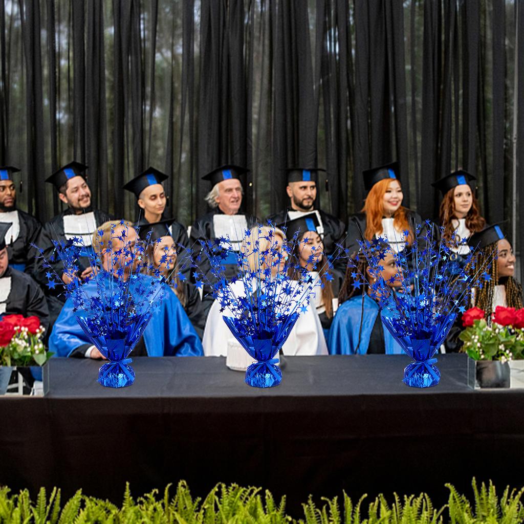 6 Peças Centro de Mesa Spray de Folha Estrela Azul Decoração de Mesa Centro de Mesa Spray de Folha Metálica Centro de Mesa de Plástico Metálico Estrela Azul