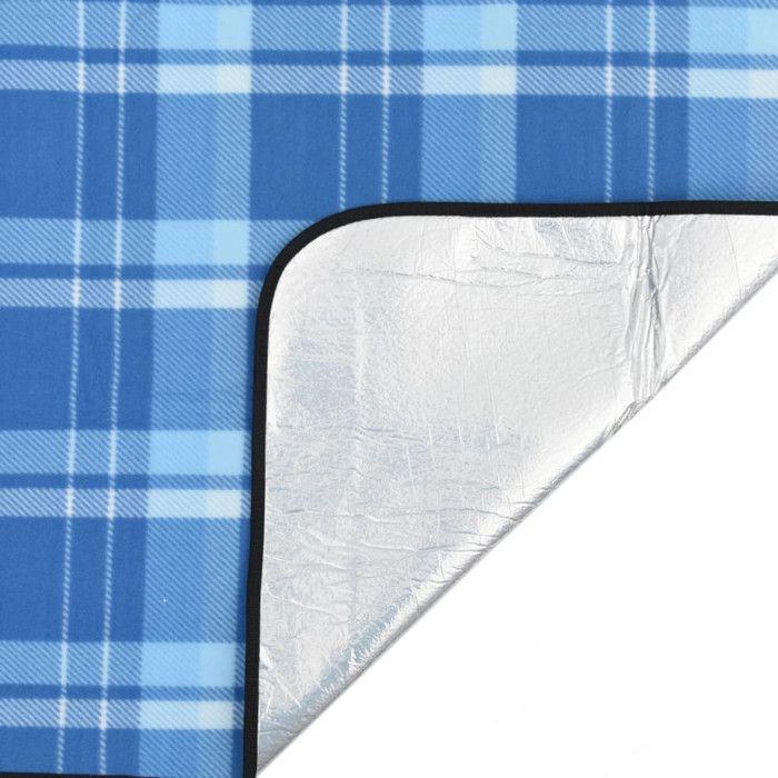 Foldable Blue Plaid Picnic Blanket 200x200 Cm