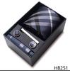 Tie Handkerchief Cufflink Set For Men Necktie Holiday Gift Box Blue Gold Suit Accessories Slim Wedding Gravatas