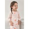 Korean Kids Cool Rayon Pajama Set Summer Breathable Soft Sleepwear Peach Bunny 7/10 Sleeve Children Underwear 2pcs