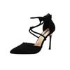 Sexy Pointed High Heels Women's 2025 Spring New Temperament Cross-strap Single Shoes Suede Thin Heel Shallow Mouth Women's Shoes