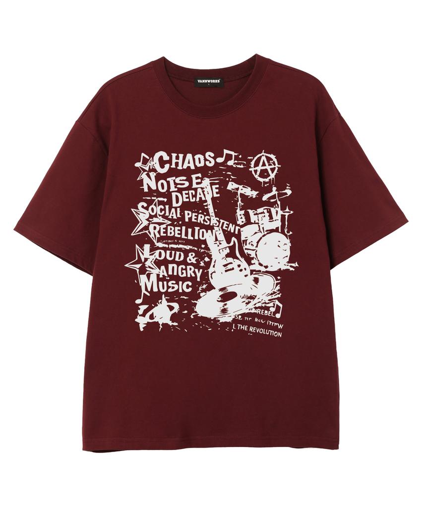 VANNWORKS Choas Music Short Sleeve T-Shirt (Vs0222) Burgundy (B Type)