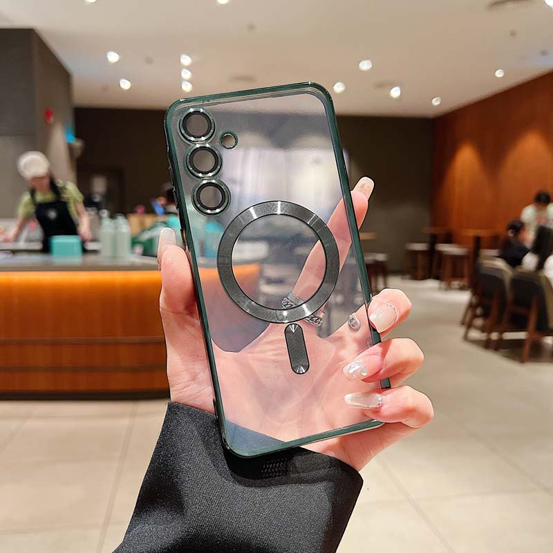 Luxury Plating Glitter Silicone Case For Samsung Galaxy S25 S24 Ultra S23 FE S22 S21 Plus Edge Magnetic Magsafe Clear Soft Cover