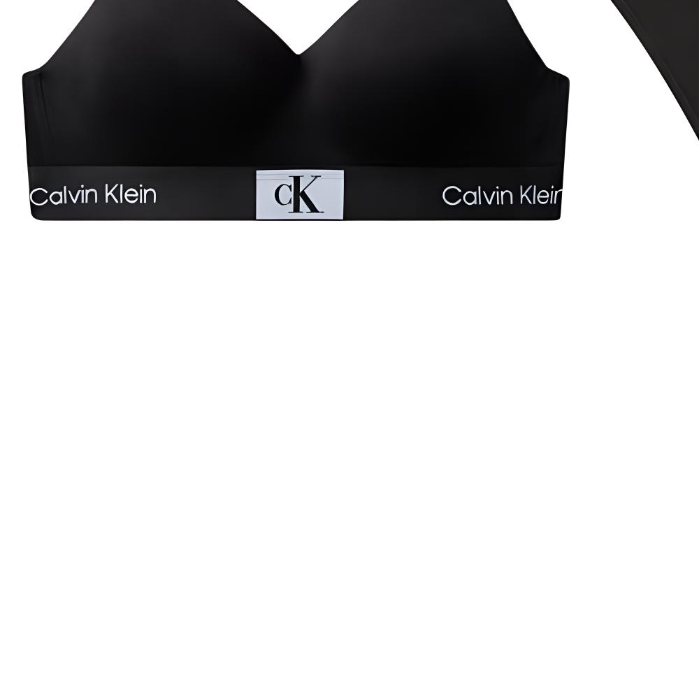 Calvin Klein Color Block Comfortable Letter Logo Jacquard Bra And Mid-Rise Underwear Set Women Underwear Black QF7218-001+QF7222-004